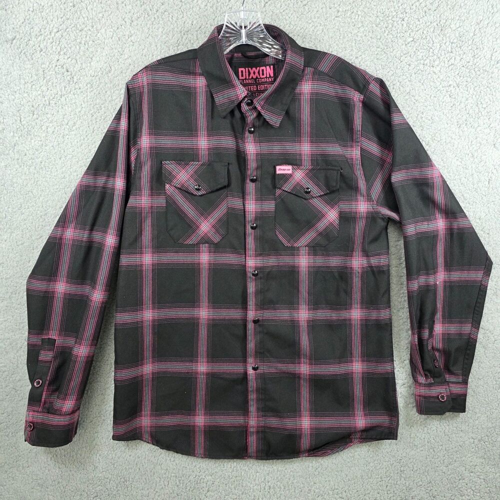 Dixxon Snap-On Tools Flannel Breast Cancer Awareness Men's Shirt Size M